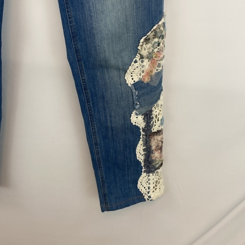 Crochet Patched High Rise Straight Leg Jeans - Picture 8 of 15